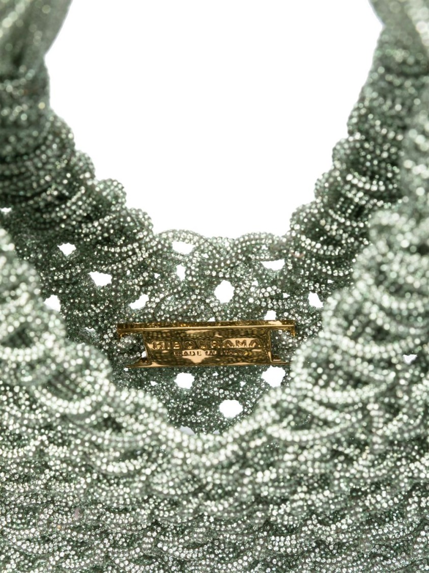 Shop Hibourama Woven Green  Handbag With Spacious Interior