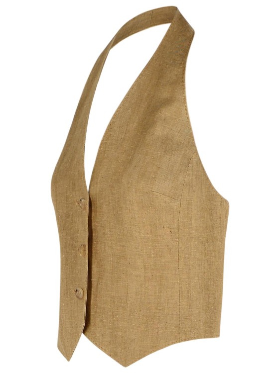 Max Mara Sauro' Beige Linen Vest Blazer in Brown | THE LIST