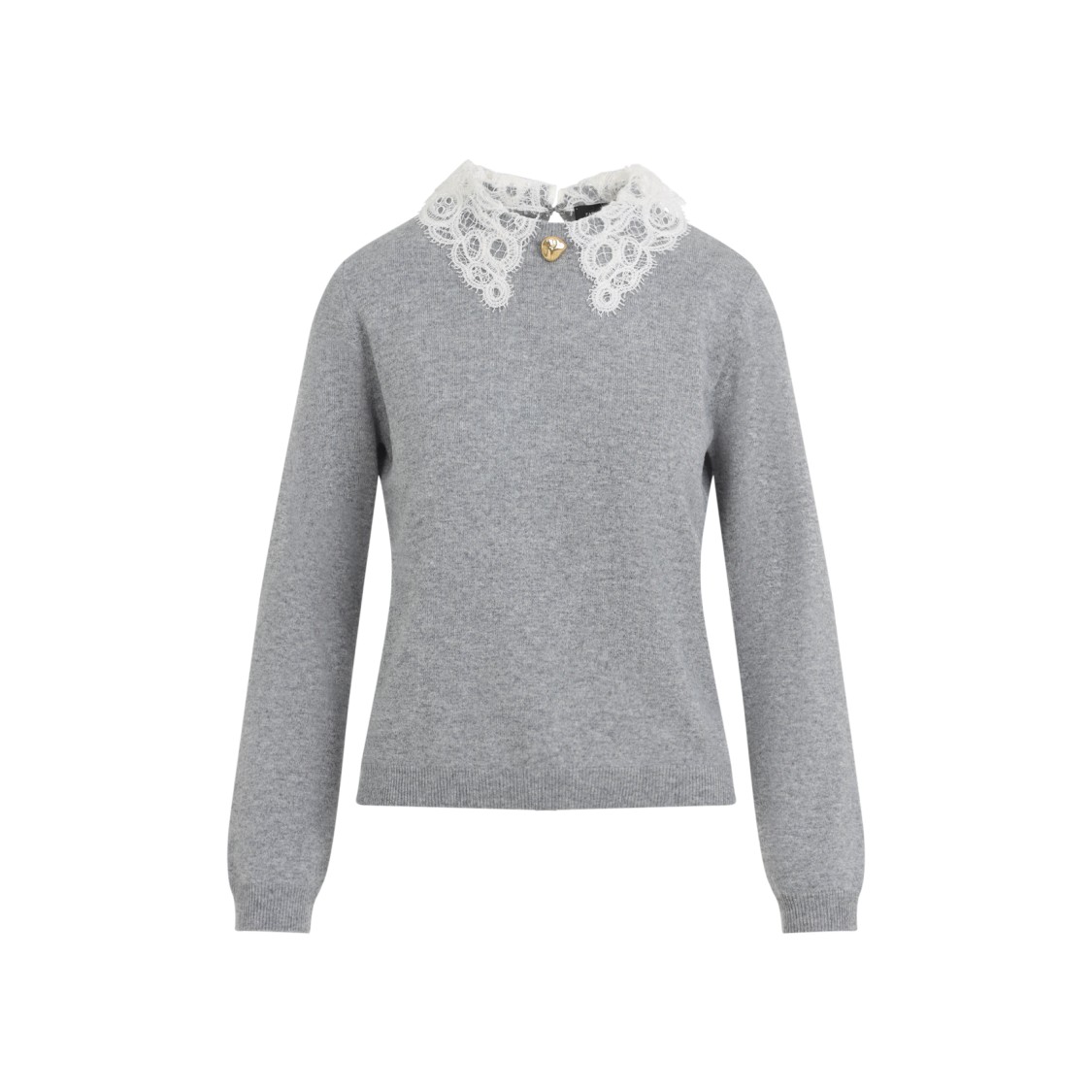 Fabiana Filippi Grey Crewneck Wool Sweater In Gray
