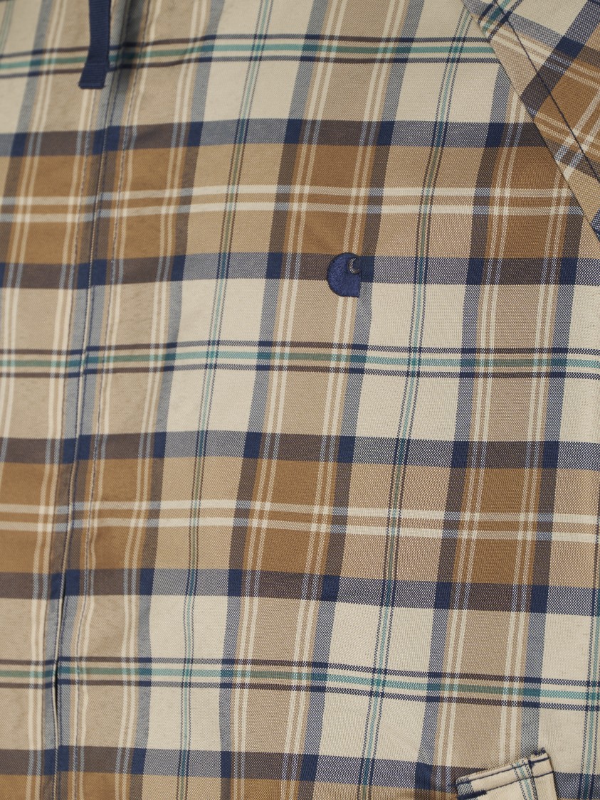 Carhartt Wip Reversible Plaid Planer Jacket With Classic High Collar In Brown