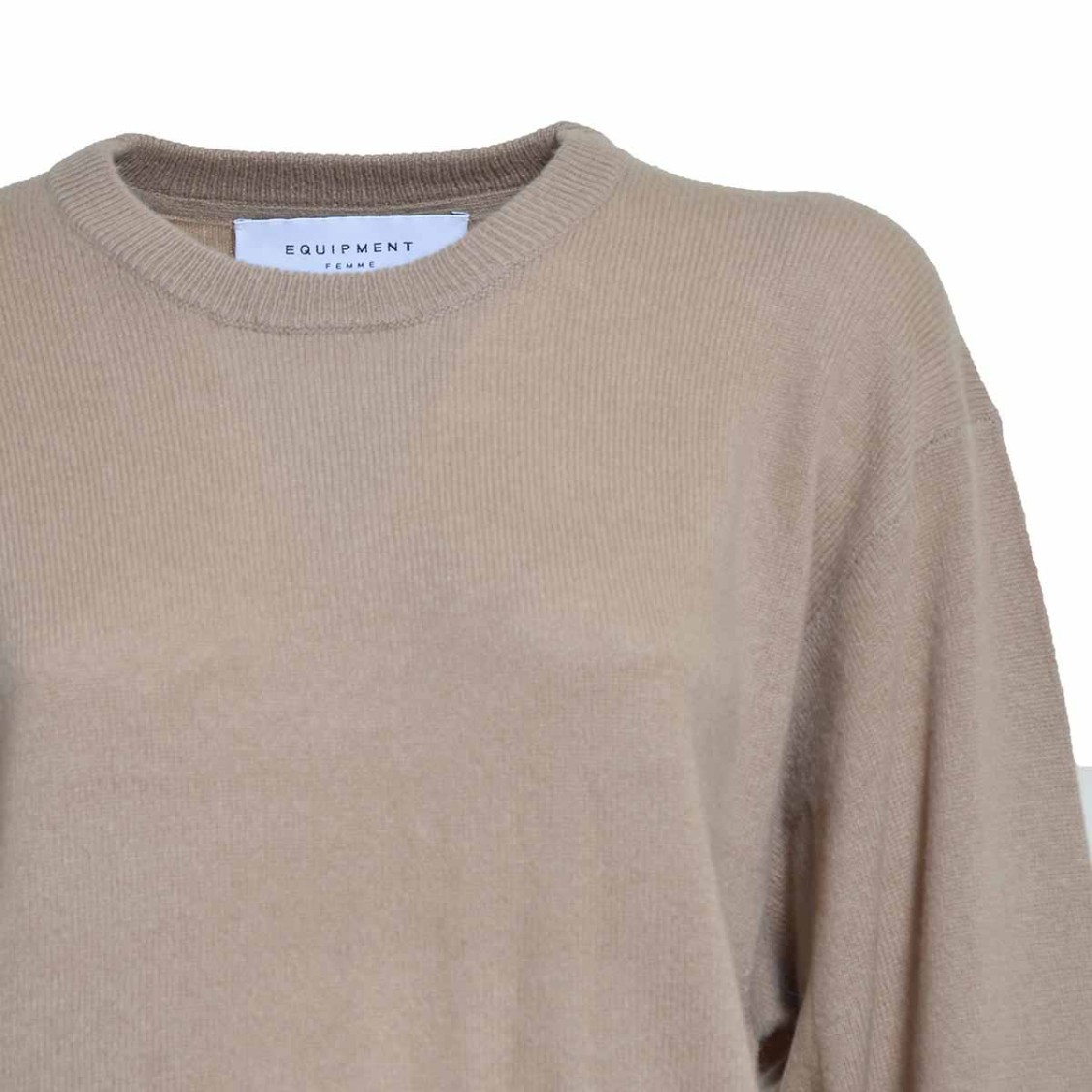EQUIPMENT EQUIPMENT CAMEL CASHMERE CREWNECK SWEATER