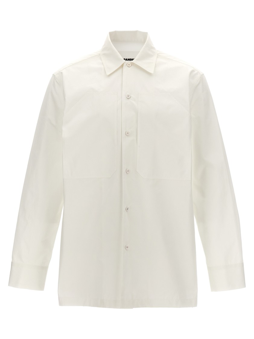 Jil Sander White Cotton Oversized Shirt In Red