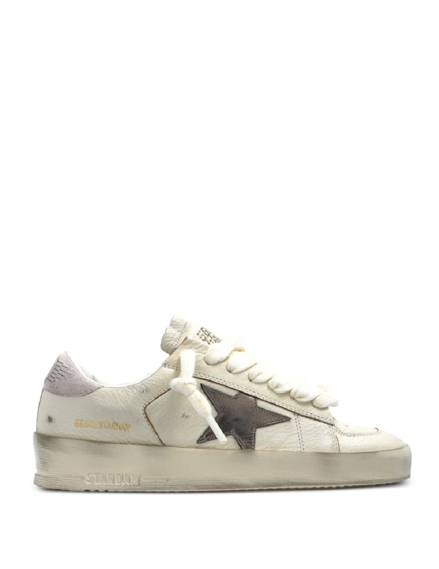 Golden Goose Vintage-inspired Distressed Sneakers With Prominent Star Detail In Neutral