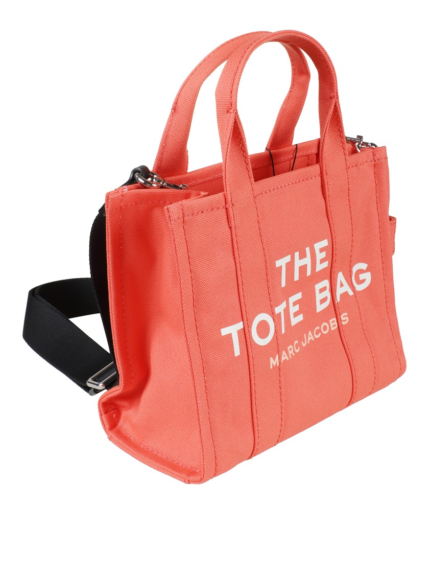 Marc Jacobs Structured Tote Bag With Detachable Shoulder Strap And Bold Lettering In Orange