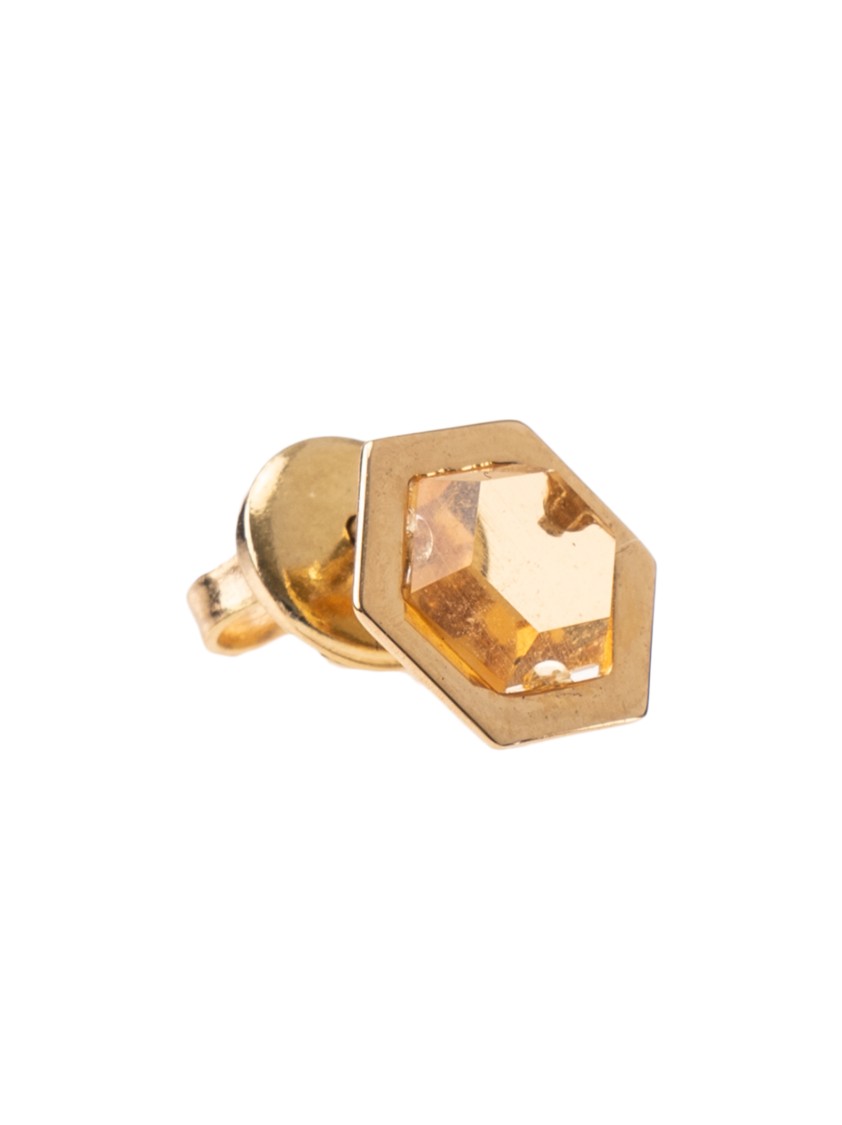 D.delettrez Hexagonal Gold Earrings With Radiant Yellow Diamonds