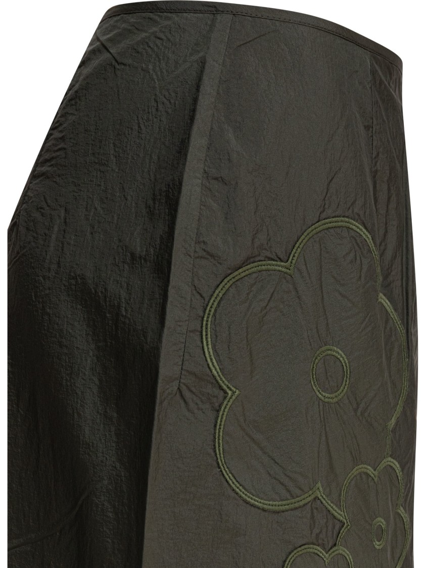 Cecilie Bahnsen High-waisted Midi Skirt With Floral Embroidery In Green