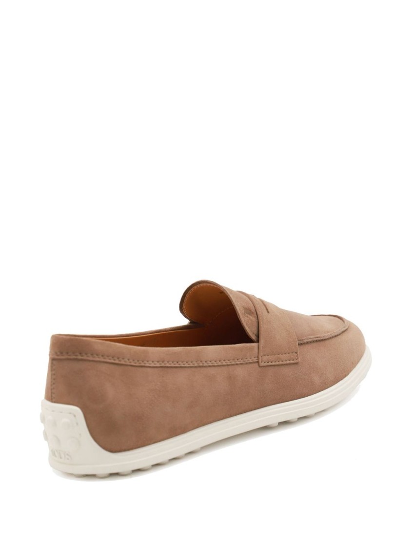 TOD'S TOD'S SUEDE SLIP-ON LOAFERS WITH CONTRASTING RUBBER SOLE