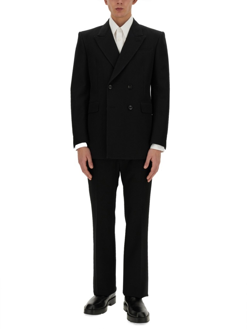 Alexander Mcqueen Double-breasted Tailored Jacket Structured Shoulders In Black
