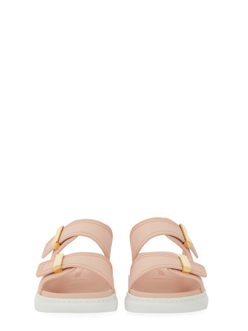 Alexander Mcqueen Double Strap Slip-on Slides In Neutrals