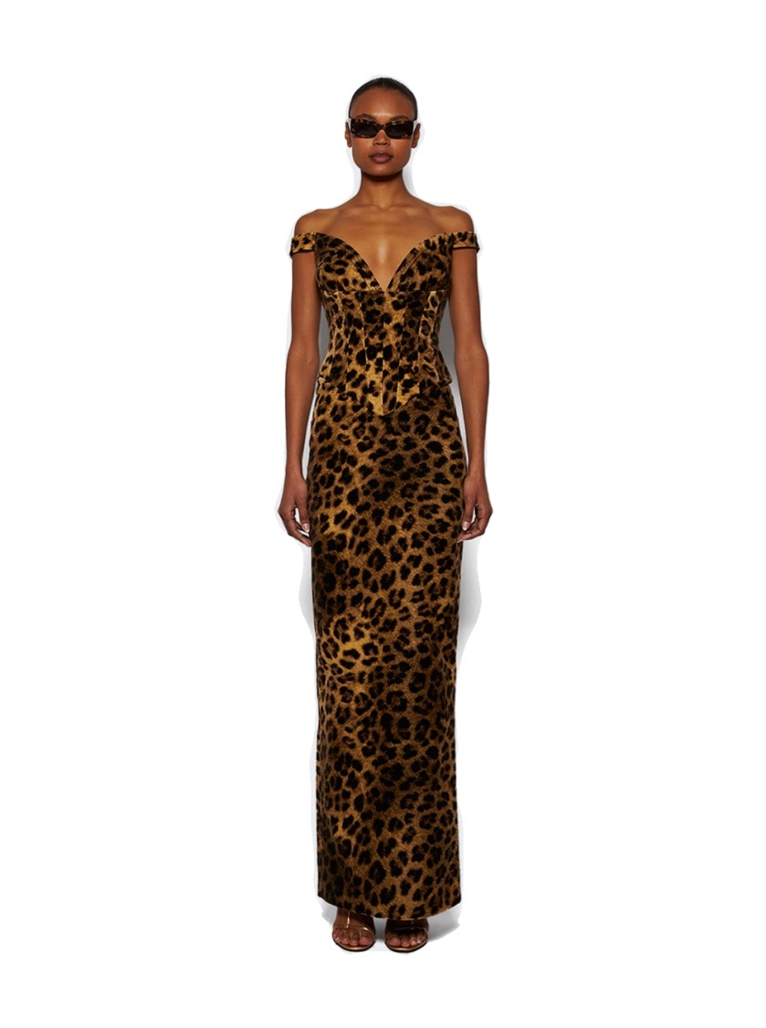 The New Arrivals By Ilkyaz Ozel Sauvage Leopard Print Shakti Cotton Dress In Brown
