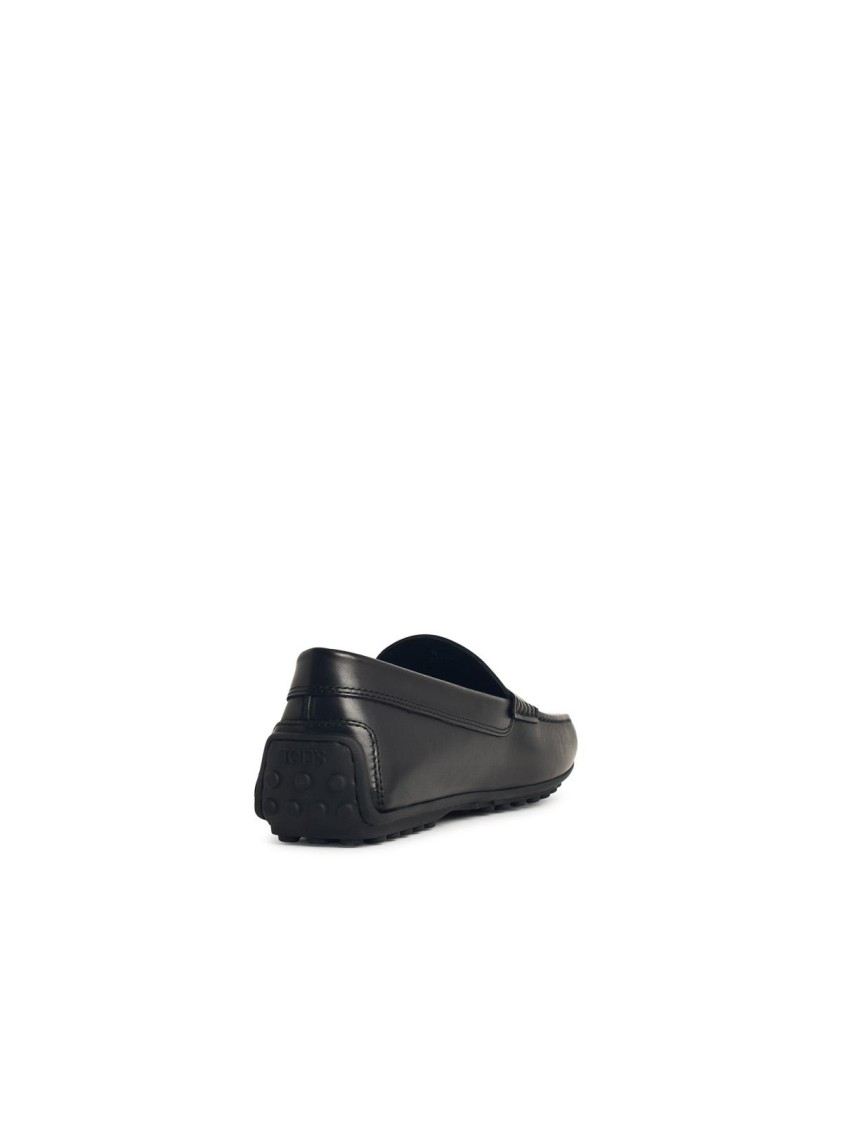 Tod's Penny Strap Round Toe Loafers In Black