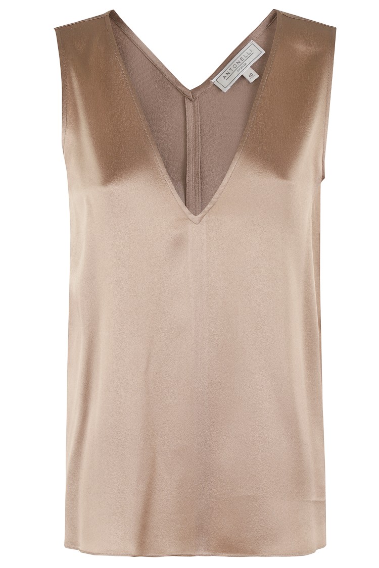 Shop Antonelli Bergamo Satin-finish Flared Top In Brown