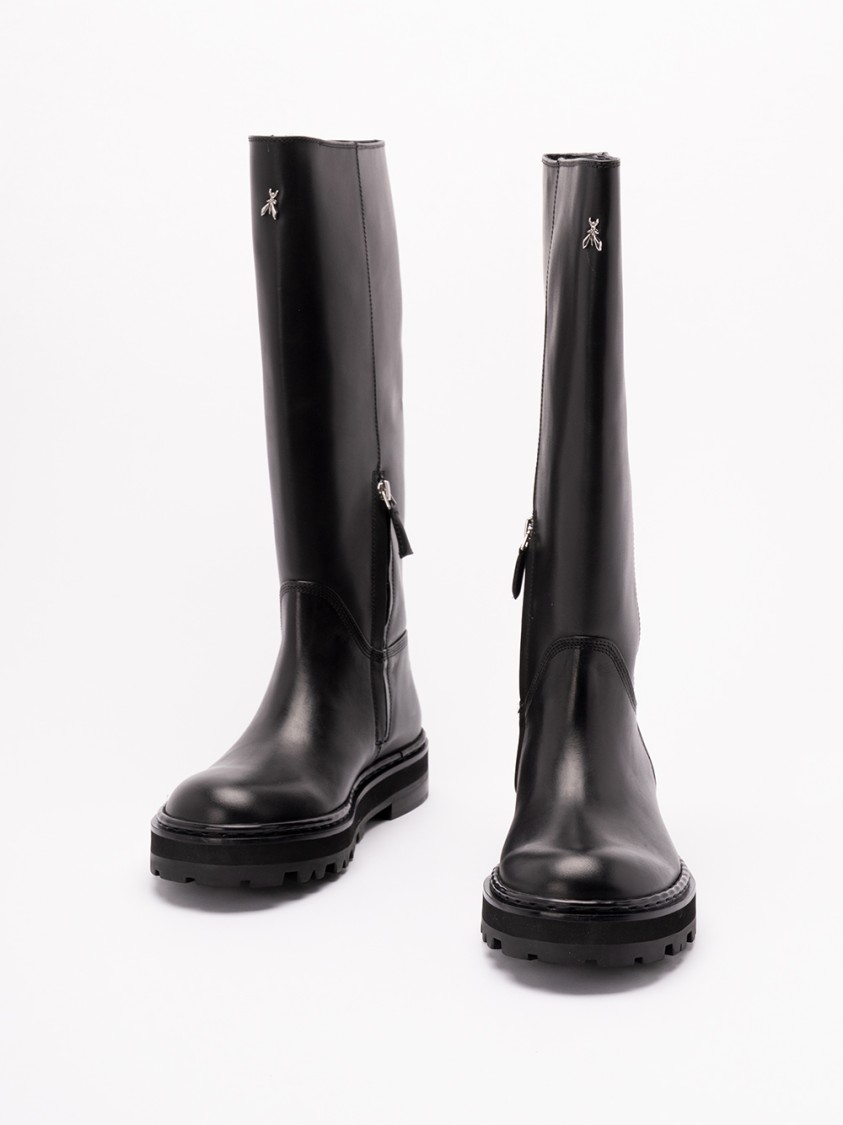Patrizia Pepe Calf Leather Boots In Black