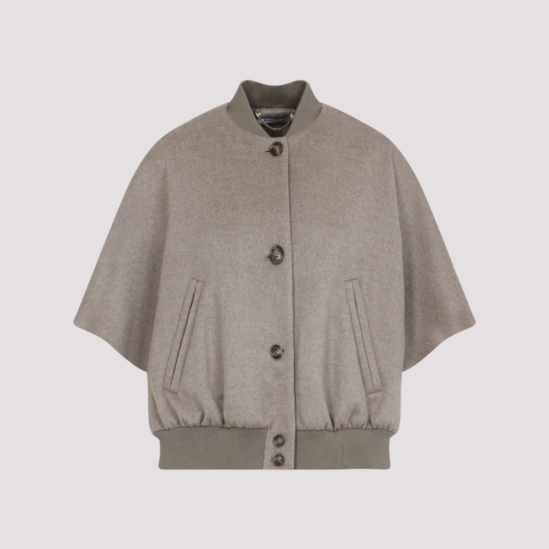 Max Mara Women Cashmere Logo Motif Poncho In Brown