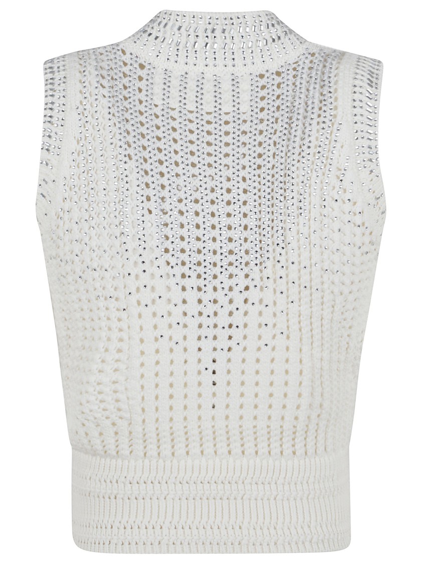 Ermanno Scervino Textured Knit Top With High Neckline In White
