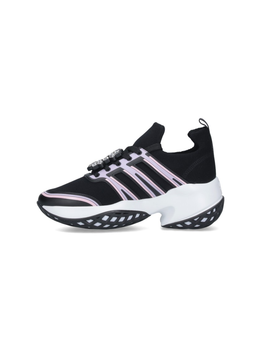 Roger Vivier Viv' Run Sneakers With Crystal Buckle Detail In Black