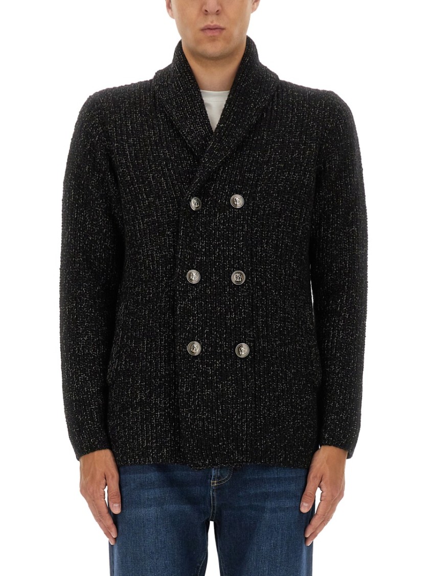 Brunello Cucinelli Double-breasted Cashmere And Silk Blend Cardigan In Black