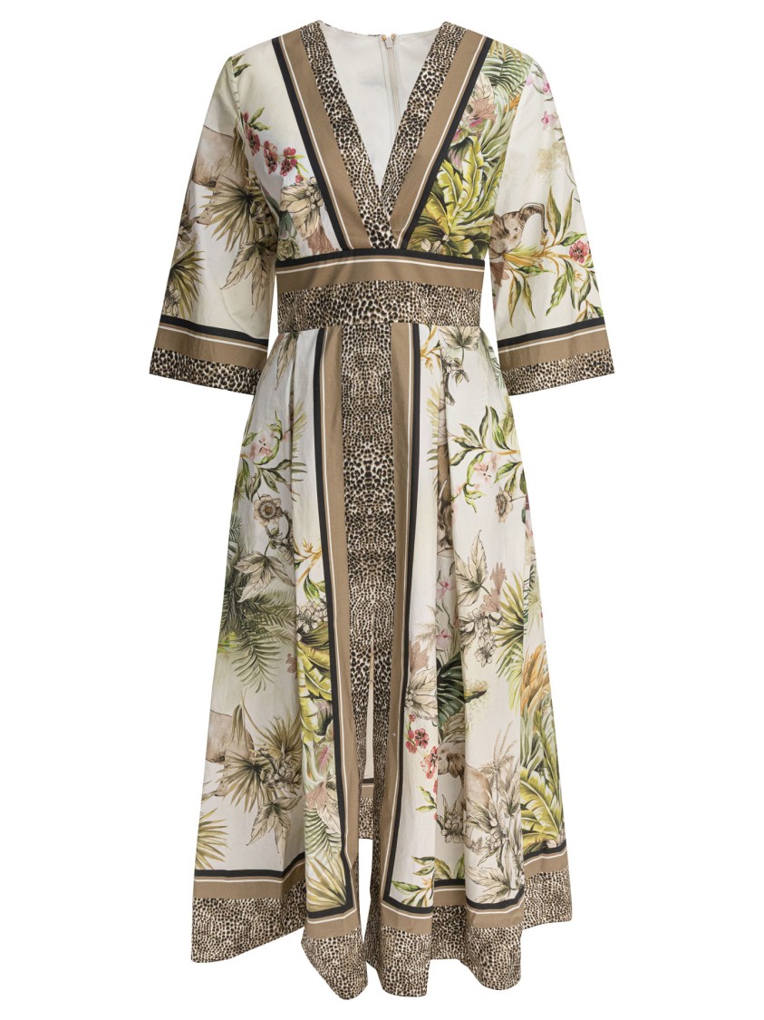 Elie Saab Printed Cotton Midi Dress Foulard40 Printed Cotton In Brown