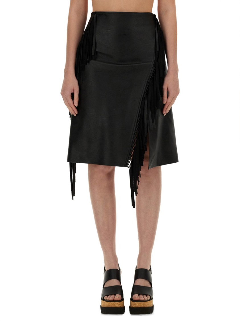 Stella Mccartney Fringed Skirt In Black