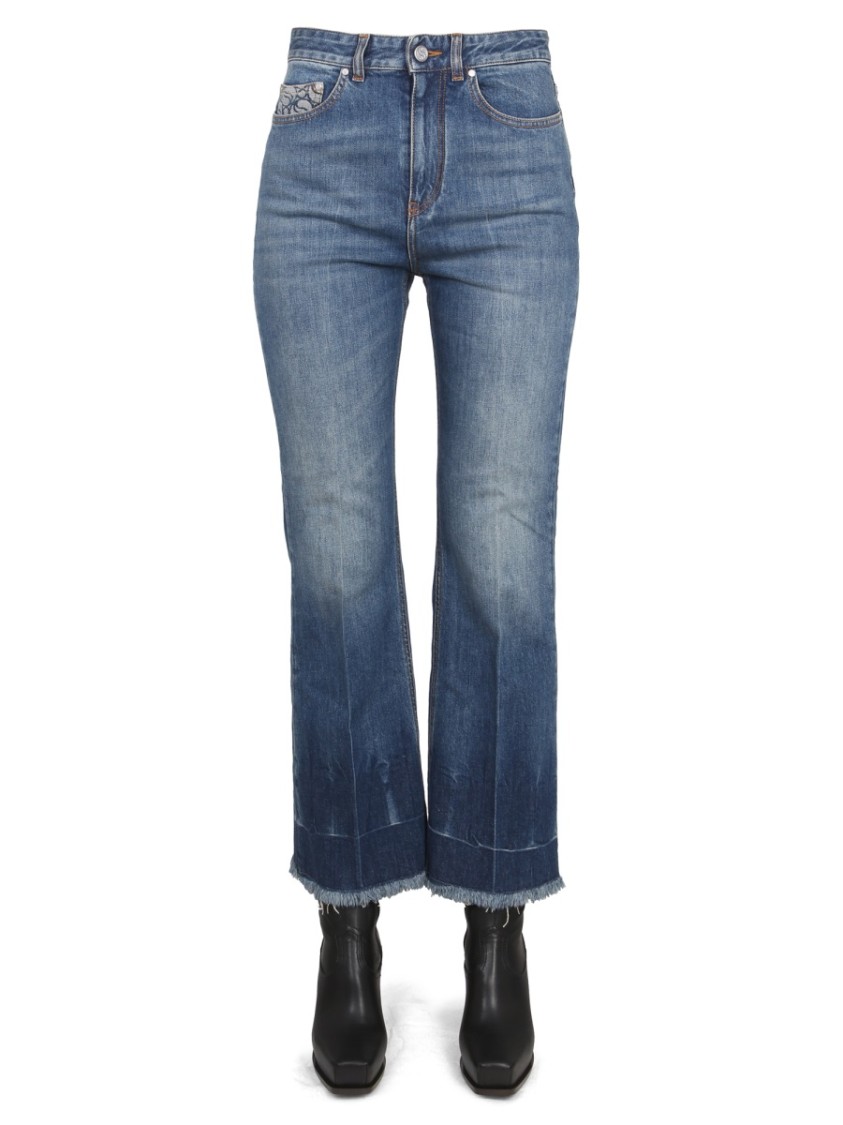 Stella Mccartney Cropped Flared Jeans In Denim In Black