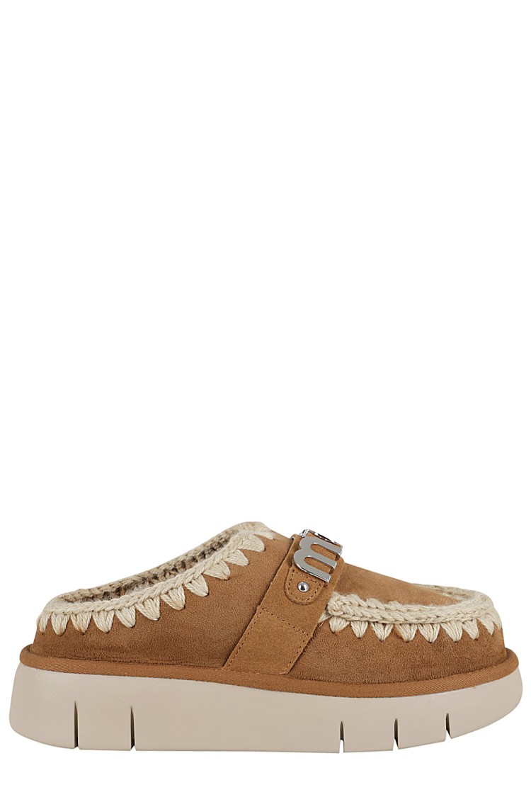 Mou Cognac Suede Leather Clogs In Brown