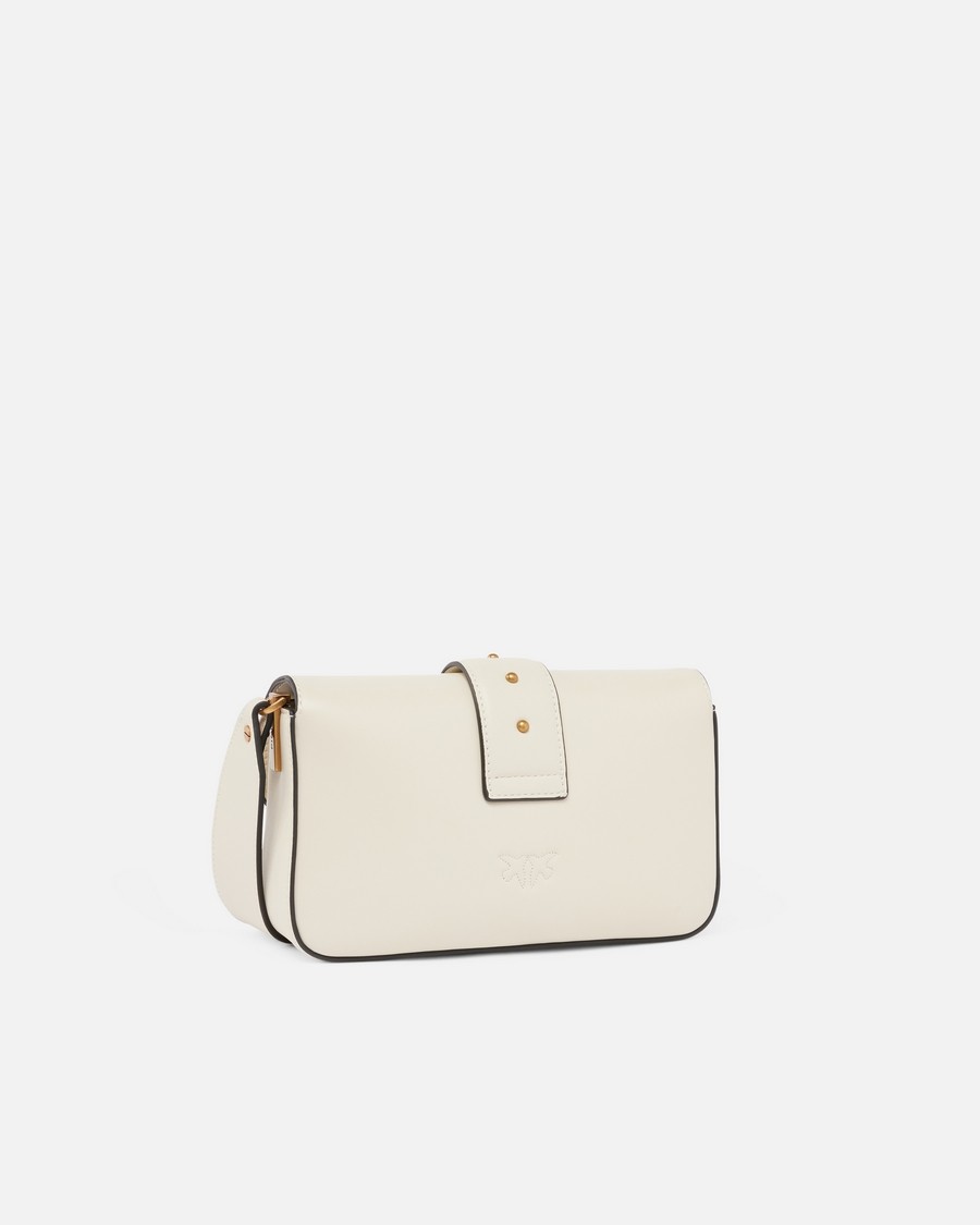Pinko Structured White Leather Handbag With Distinctive Bird Clasp