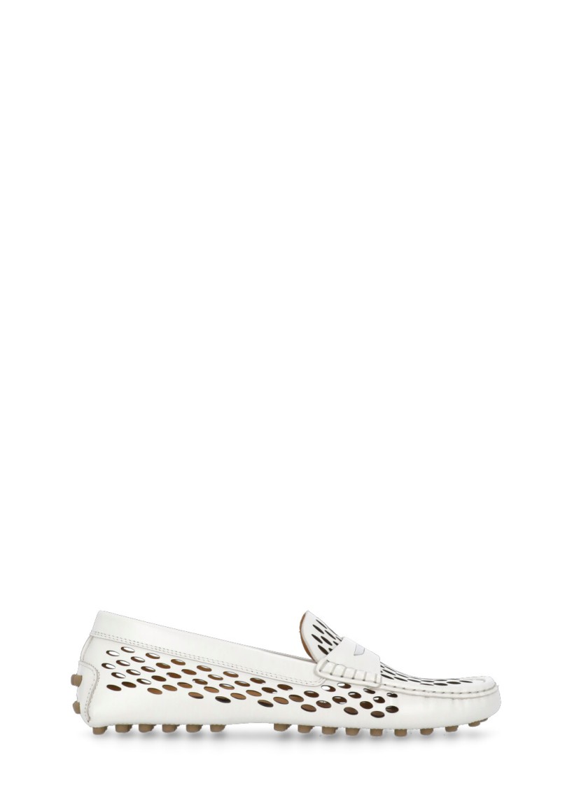 Tod's White Leather Loafers In White