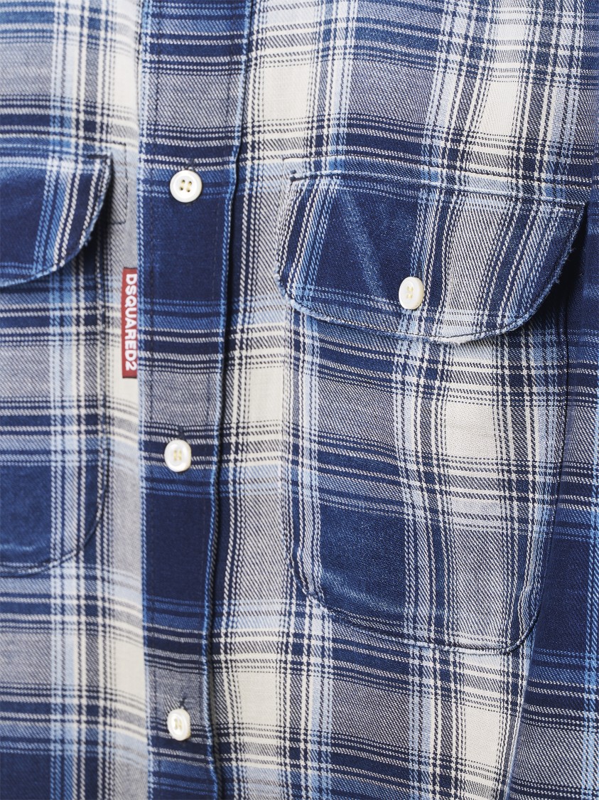 Dsquared2 Checked Pattern Shirt With Pockets And Collar In Multi