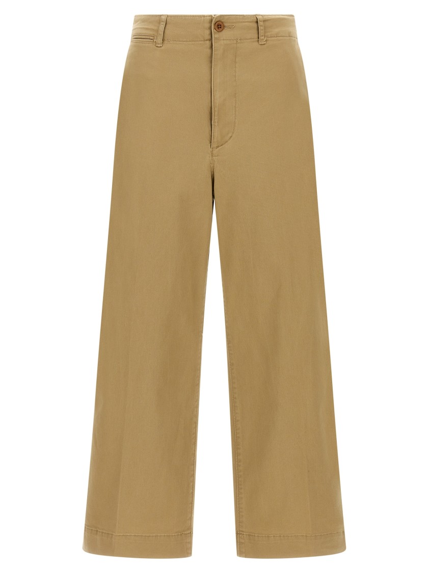 Polo Ralph Lauren Wide-leg Cropped Pants With Zip Closure In Brown