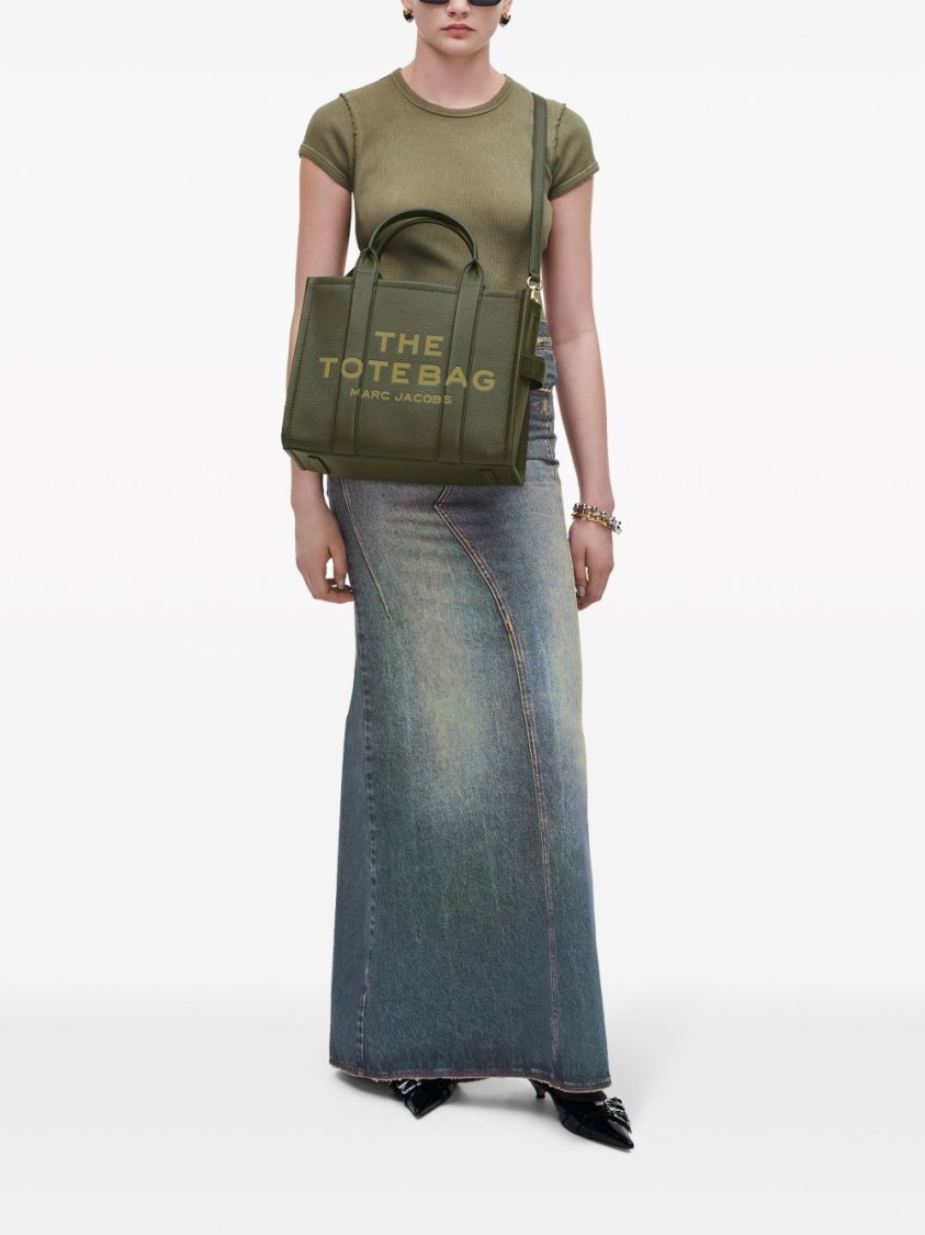 Marc Jacobs Structured Tote Bag With Dual Handles And Contrasting Interior In Green