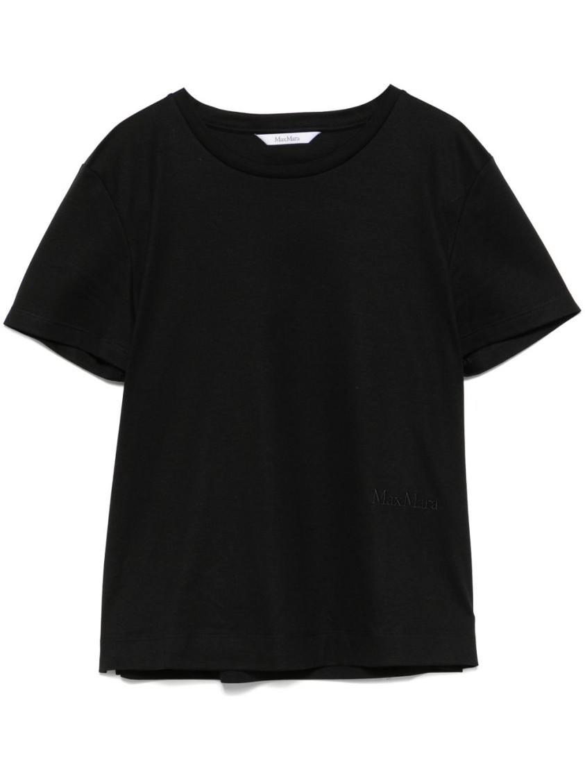 Max Mara Relaxed-fit Black T-shirt With Signature Branding In Black