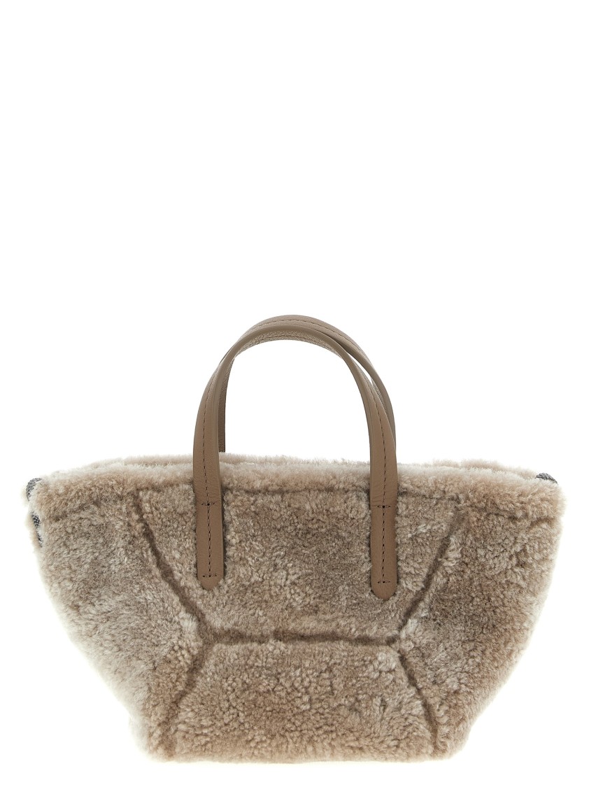 Brunello Cucinelli 'bc Duo' Mini Handbag In Neutral