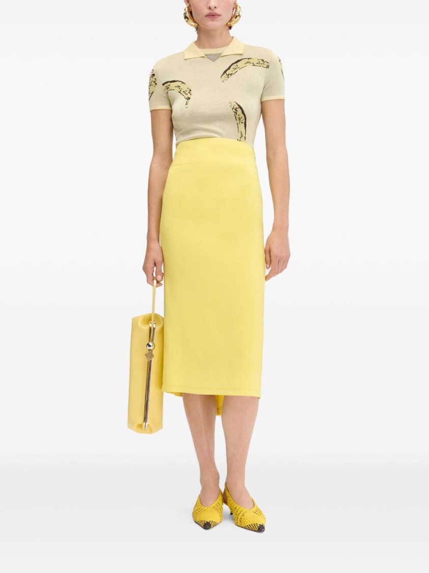 Jacquemus Womens Banana Jacquard Yellow The Marino Banana-print Woven-knitted Polo Top