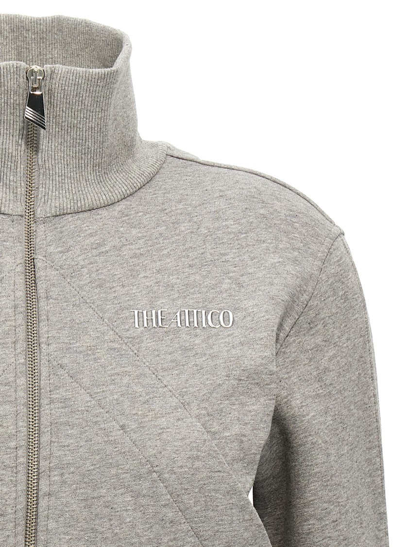 Attico The Cropped Grey Sweatshirt With Embossed Logo