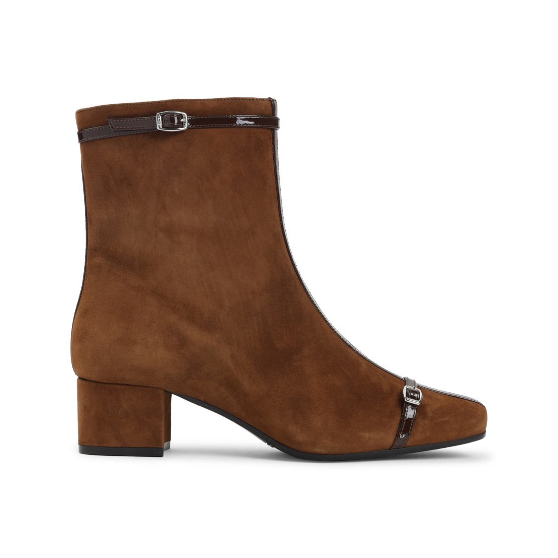 Carel Paris Brown Suede Leather Start Booties In Red