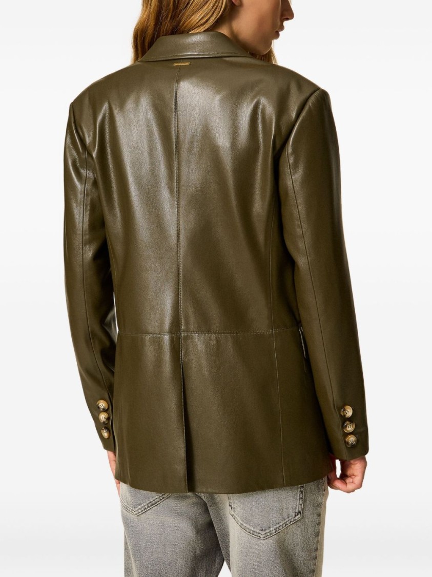 Twinset U&b Tailored Green Jacket With Structured Silhouette In Green