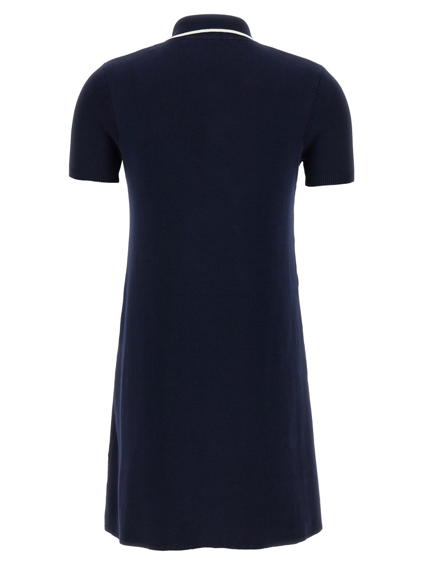 Valentino Crochet Cherry Short-sleeve Polo Mini Dress In Blue