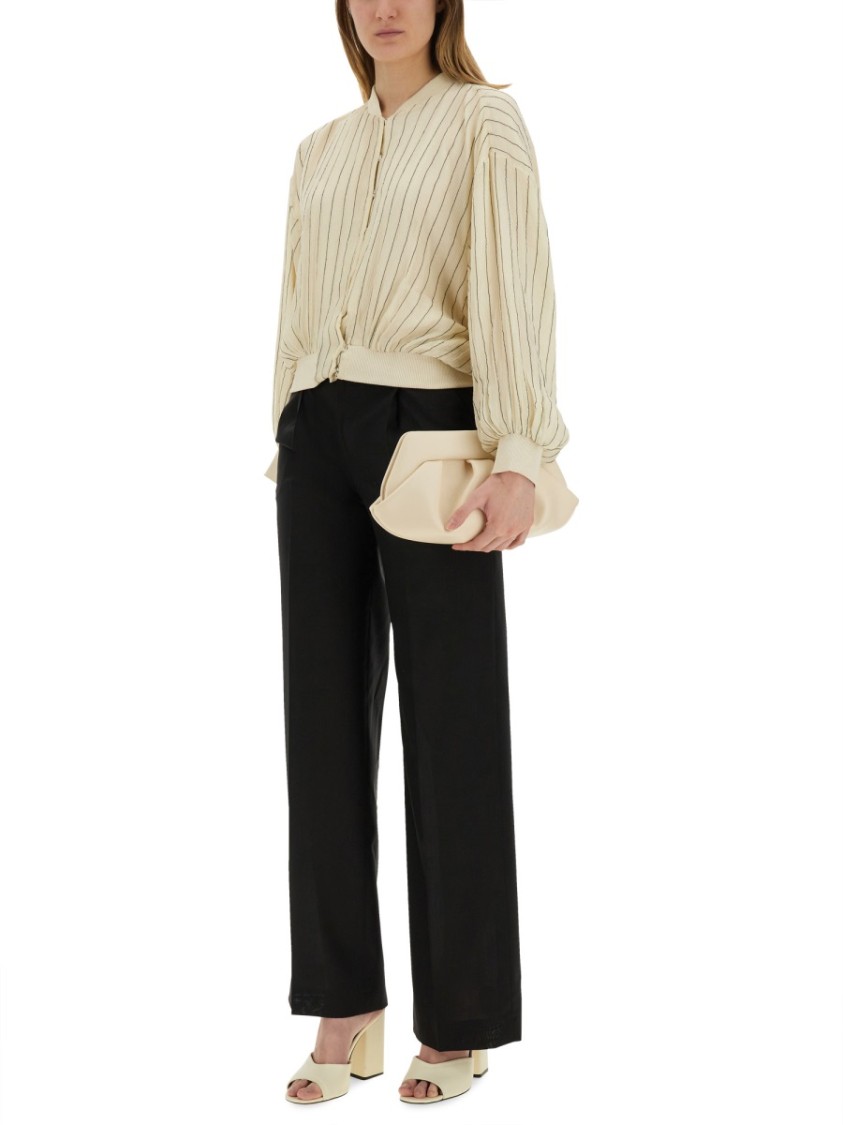 ブルゾン ALYSI SS25 SILK BOMBER JACKET (205912 P5219MERIN) Alysi Silk Bomber Jacket With Subtle Stripes | THE LIST