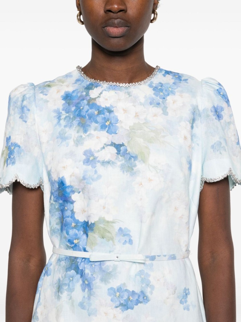 Shop Zimmermann Blue Floral Print Mini Dress