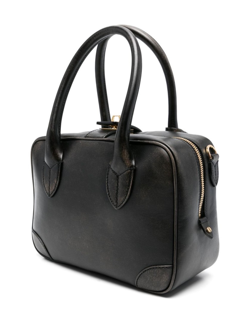 Golden Goose Life Black Sheepskin Bag And Gold Details
