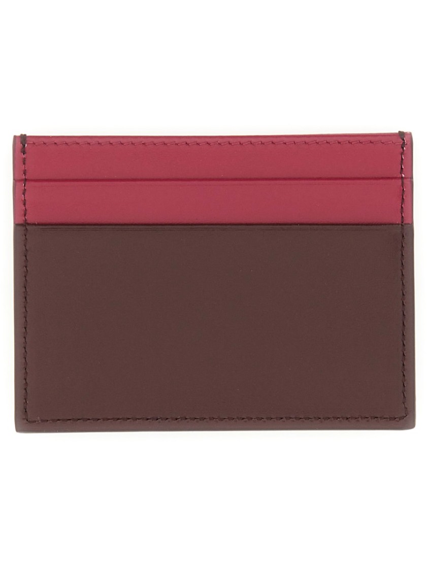 Dolce & Gabbana Two-tone Leather Card Holder In Grey