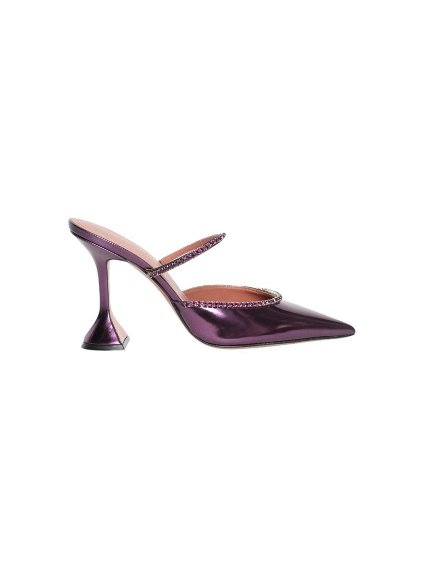 Shop Amina Muaddi Gilda Mirror Mules Amethyst In Purple