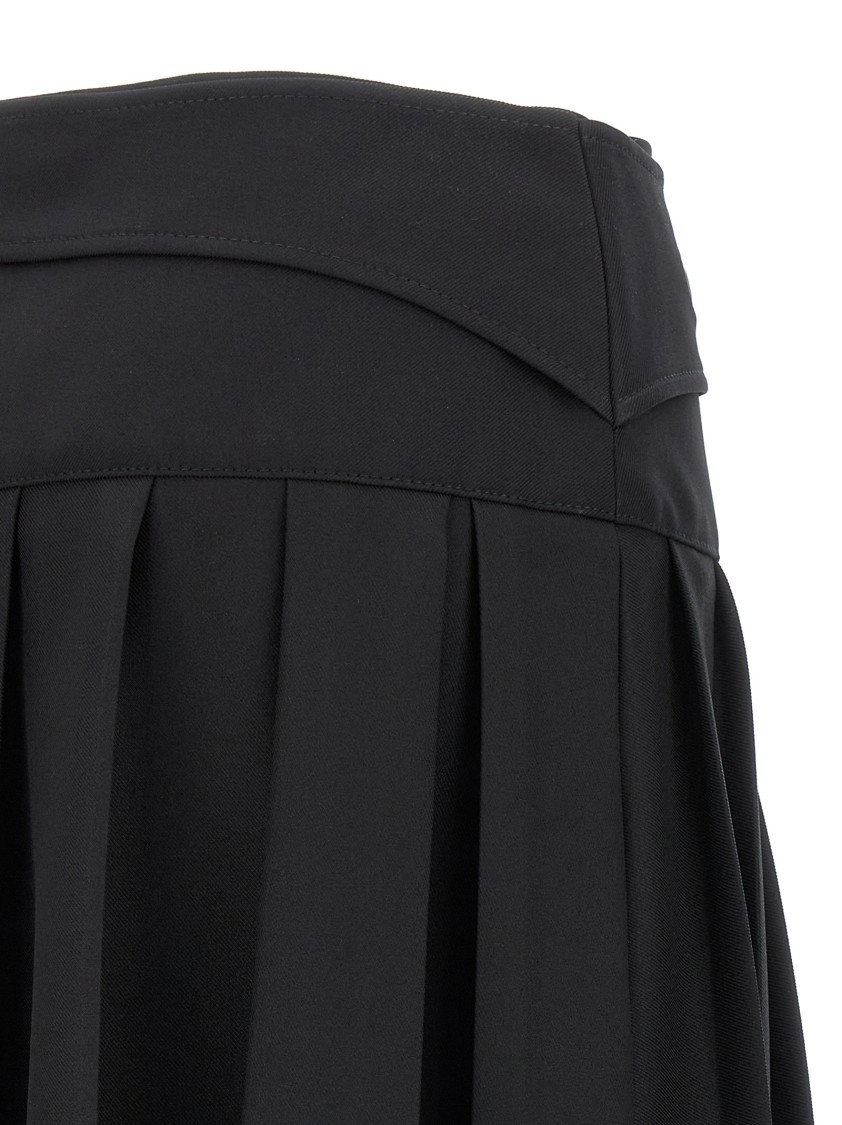 Off-white Pleated Midi Skirt In Tech Drill Fabric In Black