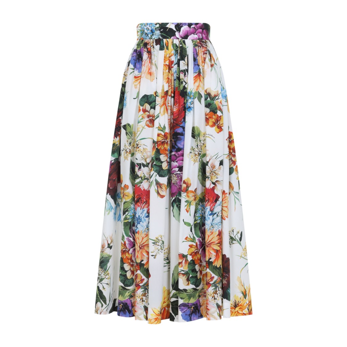 Dolce & Gabbana High-waisted Skirt With A Floral Bouquet Print In Multi