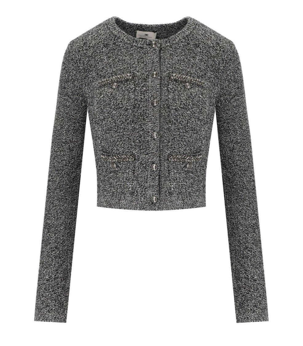 Elisabetta Franchi Salepepe Bouclé Cardigan In Gray