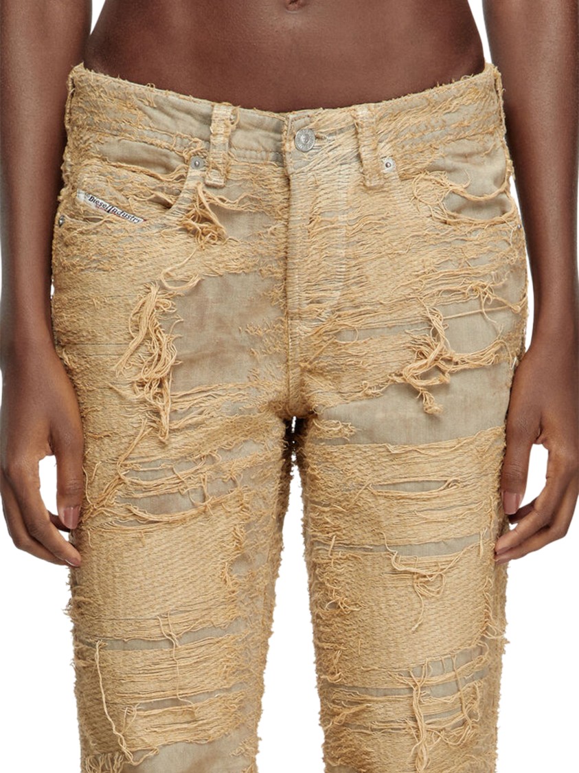 Diesel 1992 D-jiann Fsg Distressed Slim-fit Trousers In Gold