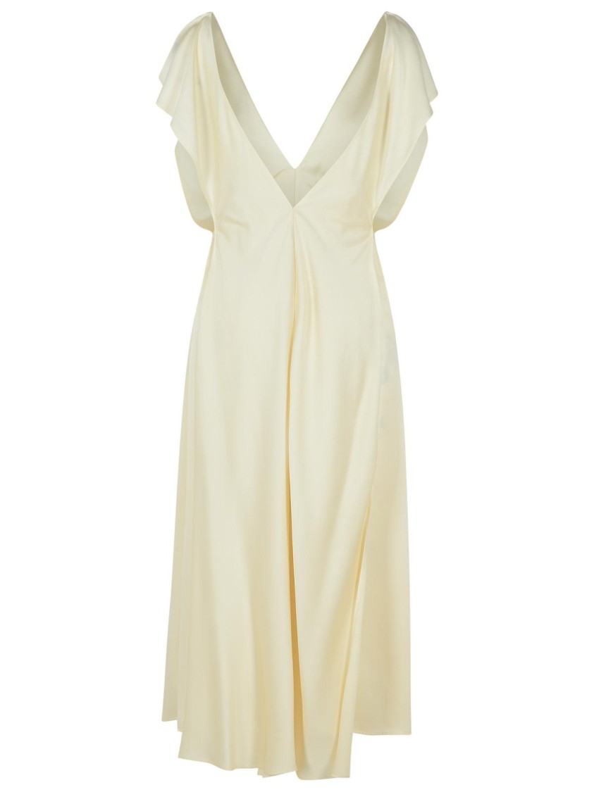 Jil Sander Ivory Viscose Blend Dress Women In Neutrals