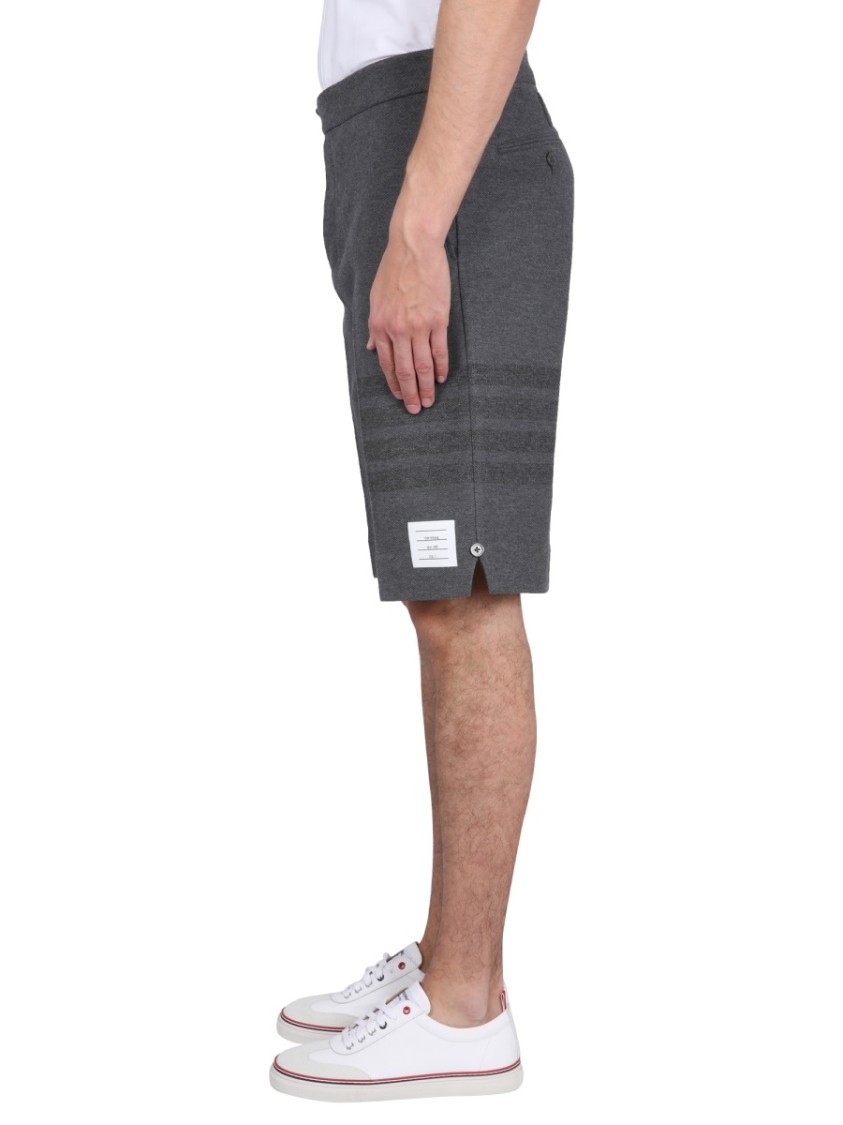 Thom Browne Shorts With 4-bar Motif In Grey