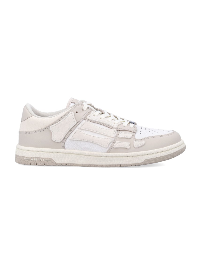 Amiri Skel Top Low White Sneakers With Skeleton Patch In Leather Man In White
