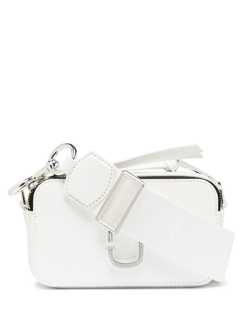 Marc Jacobs Rectangular White Leather Bag With Detachable Strap In White